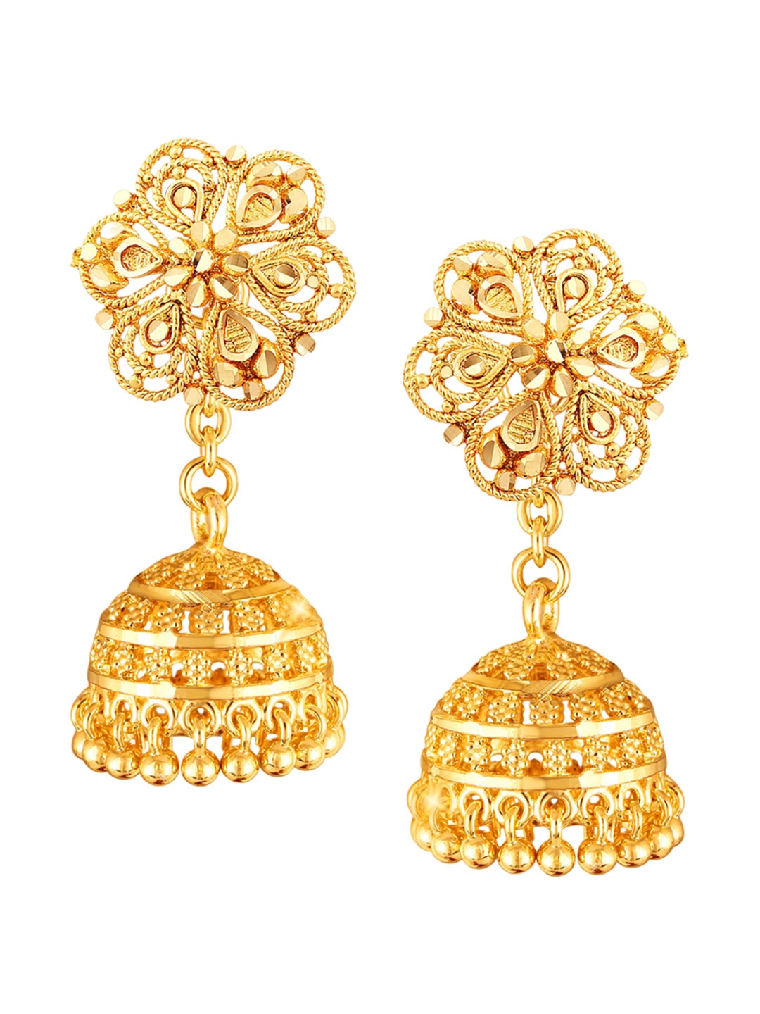 

Vighnaharta Gold-Plated Floral Jhumkas
