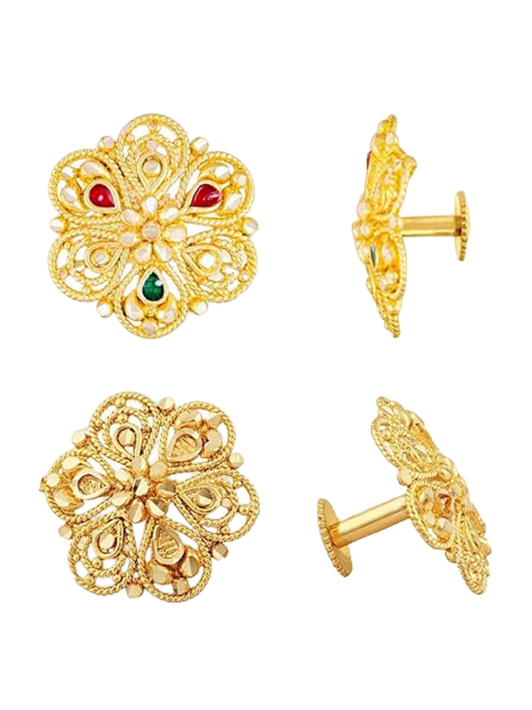 

Vighnaharta Set Of 2 Gold-Plated Floral Studs Earrings