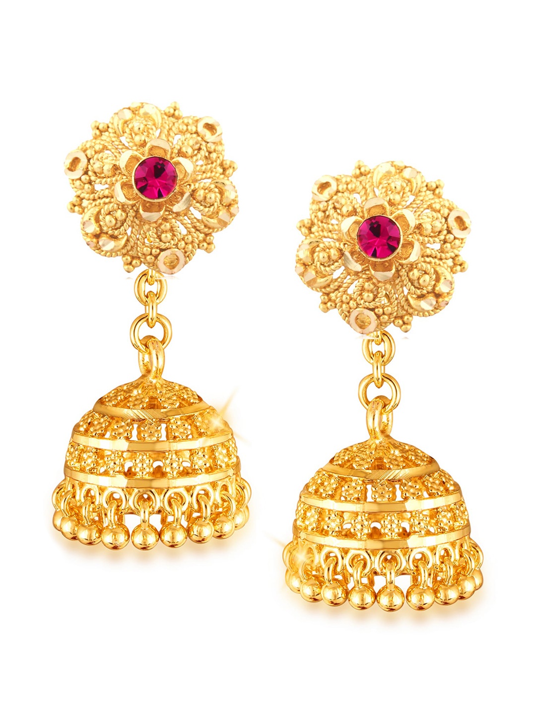 

Vighnaharta Gold-Plated Floral Jhumkas Earrings
