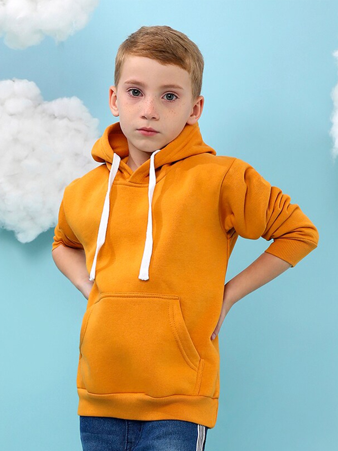 

Instafab Boys Hooded Cotton Pullover, Mustard
