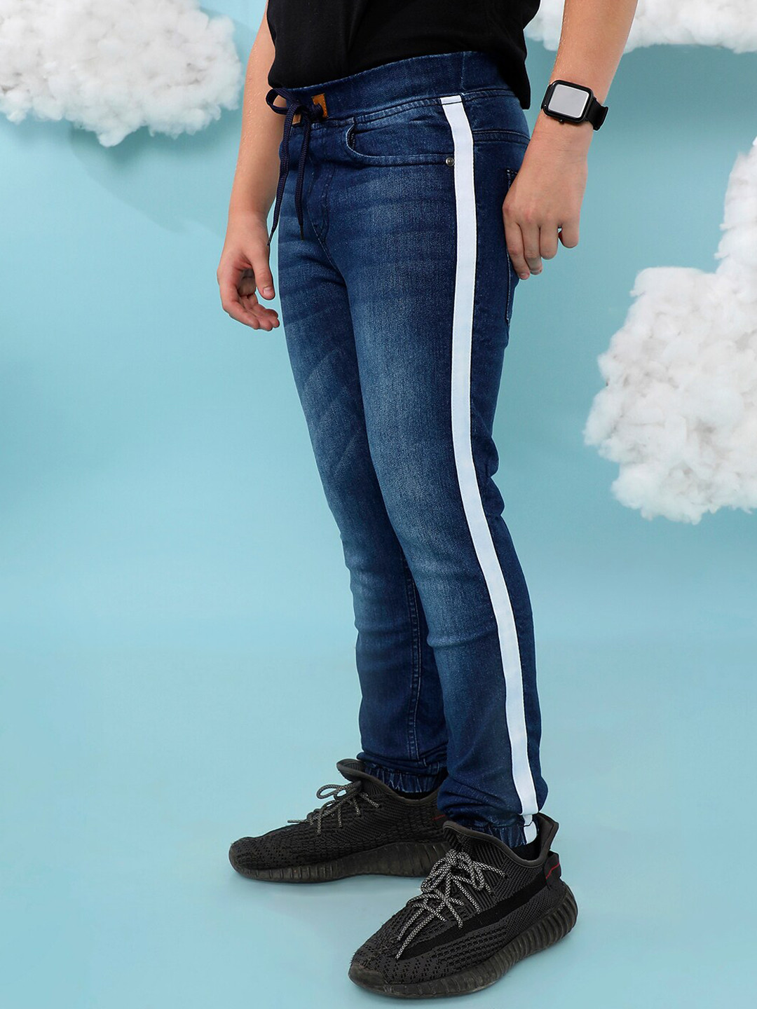 

Instafab Boys Smart Slim Fit Mid-Rise Dark Shade Clean Look Cotton Jeans, Blue