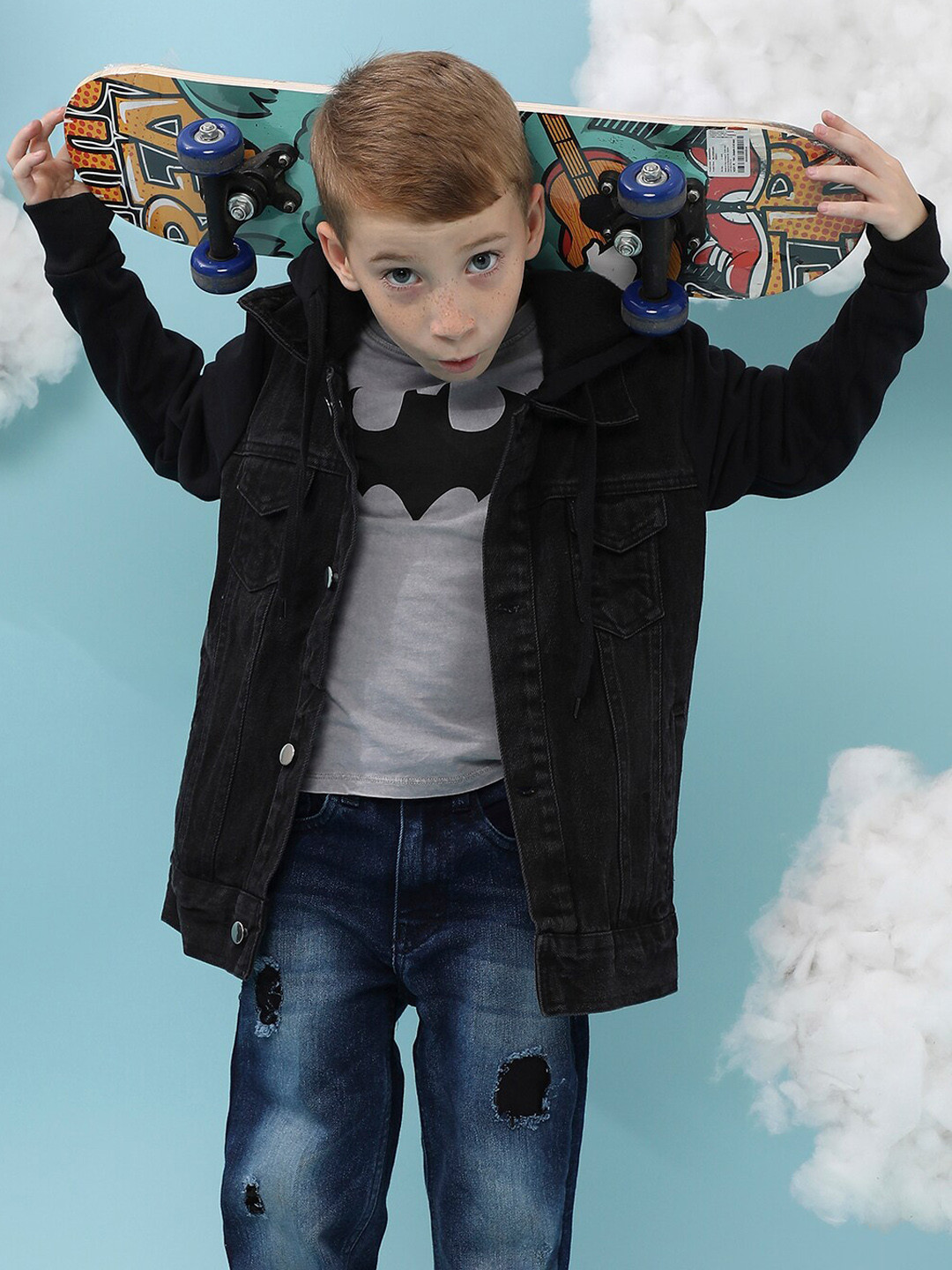 

Instafab Boys Longline Denim Jacket, Black