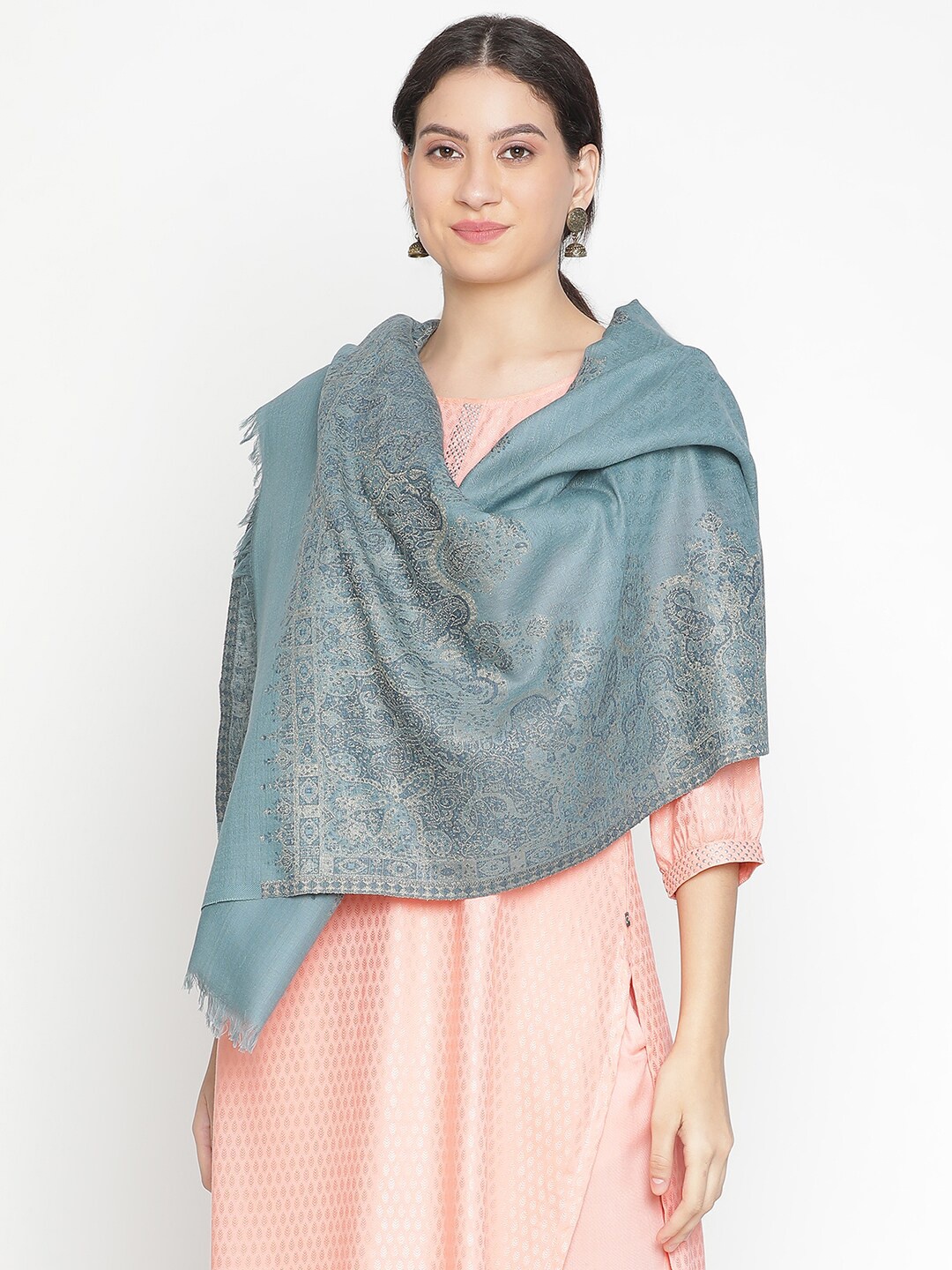

SHINGORA Ethnic Motif Woven Design Stole, Blue