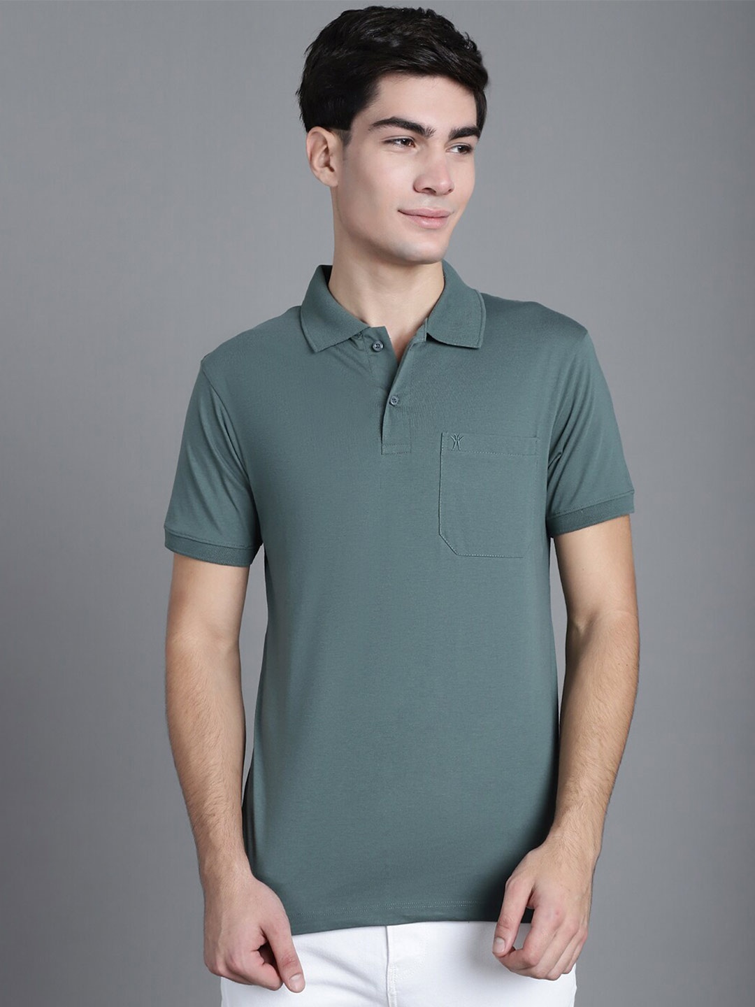 

VENITIAN Polo Collar Cotton T-shirt, Olive