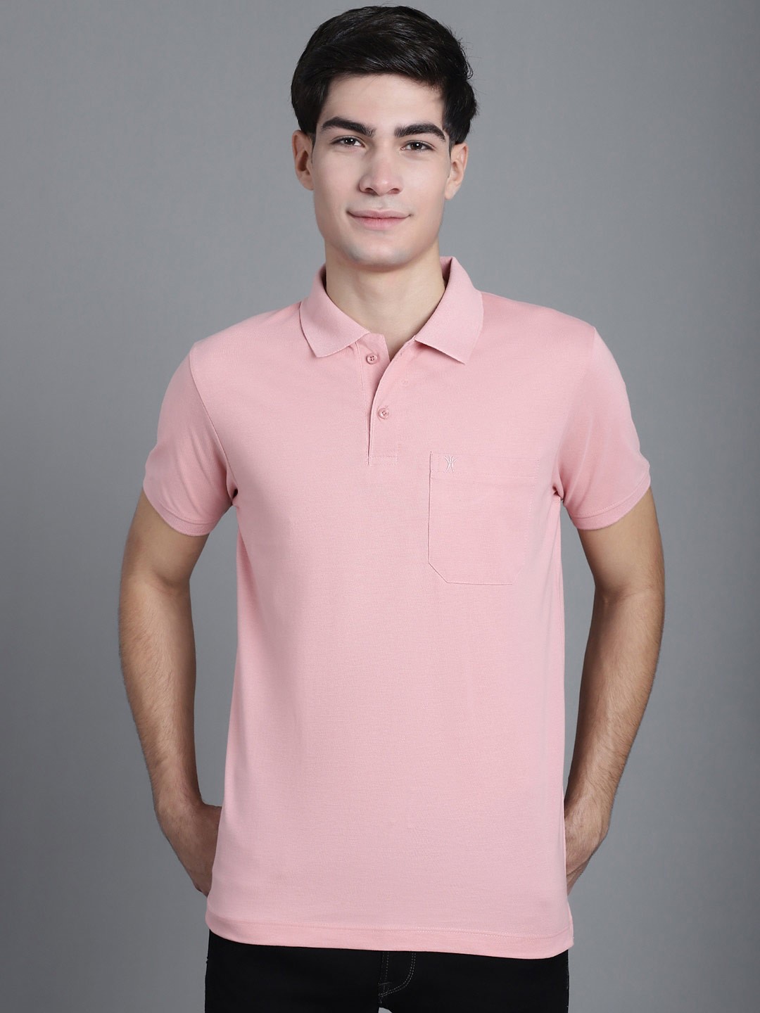 

VENITIAN Polo Collar Short Sleeves Cotton T-shirt, Rose
