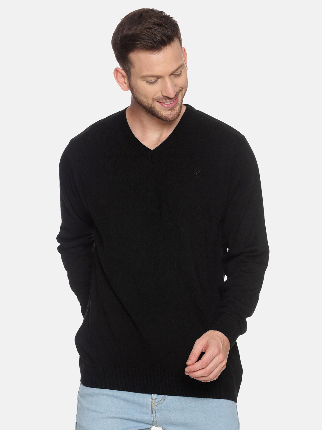 

VENITIAN V-Neck Long Sleeves Pullover Sweater, Black