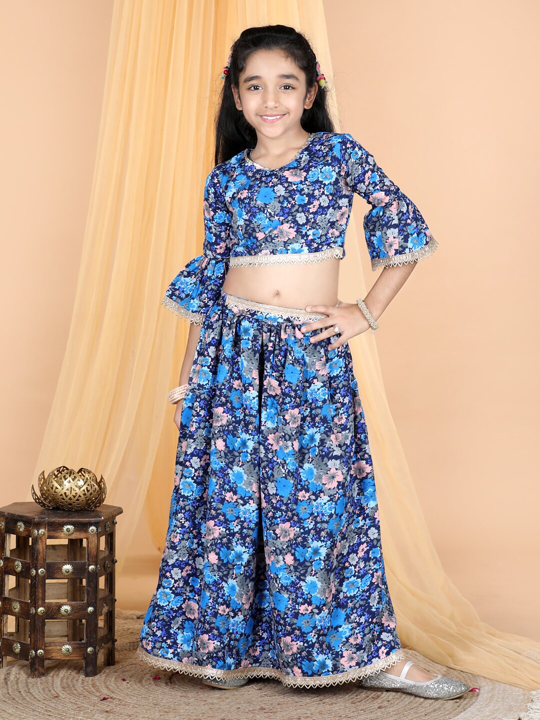 

Cutiekins Girls Floral Printed Ready To Wear Lehenga & Choli, Blue