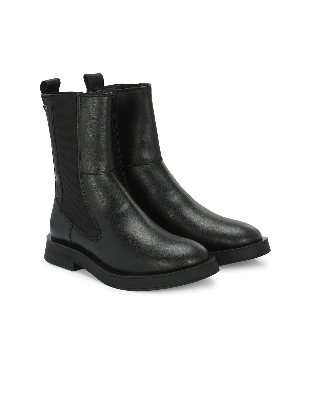 

Delize Women Block-Heeled High-Top Chelsea Boots, Black