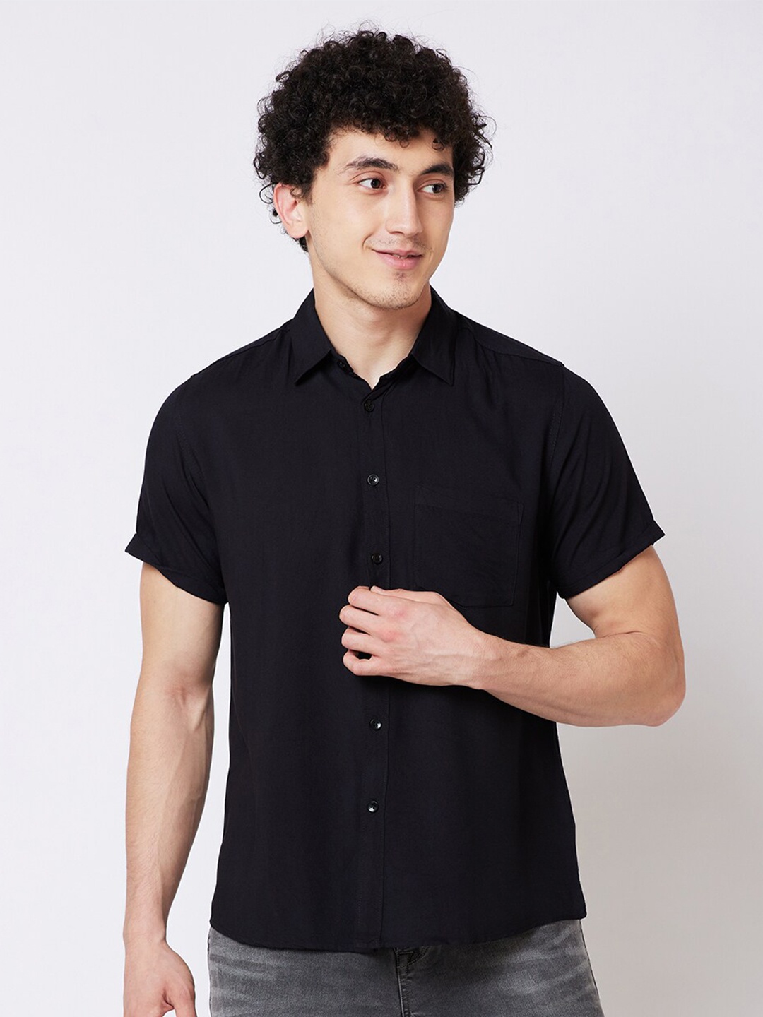 

Nick&Jess Classic Spread Collar Casual Shirt, Black