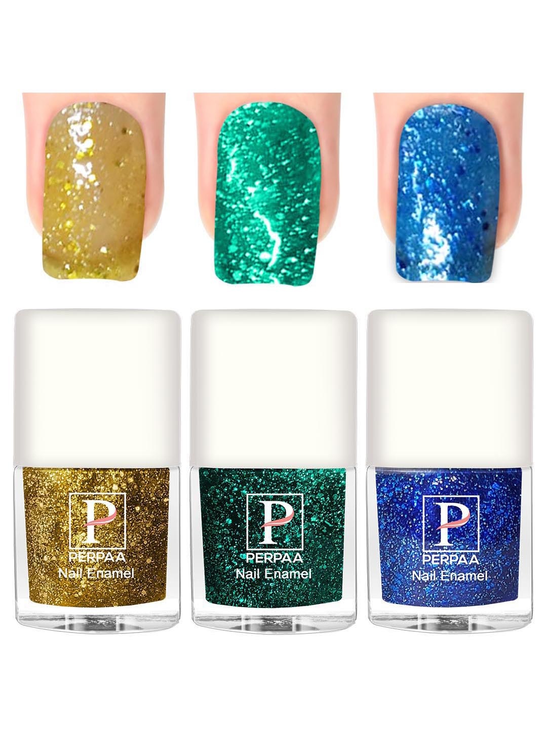 

PERPAA Set Of 3 Glitter Light Flashing Sparkly Gel Nail Polish - 5ml Each, Yellow