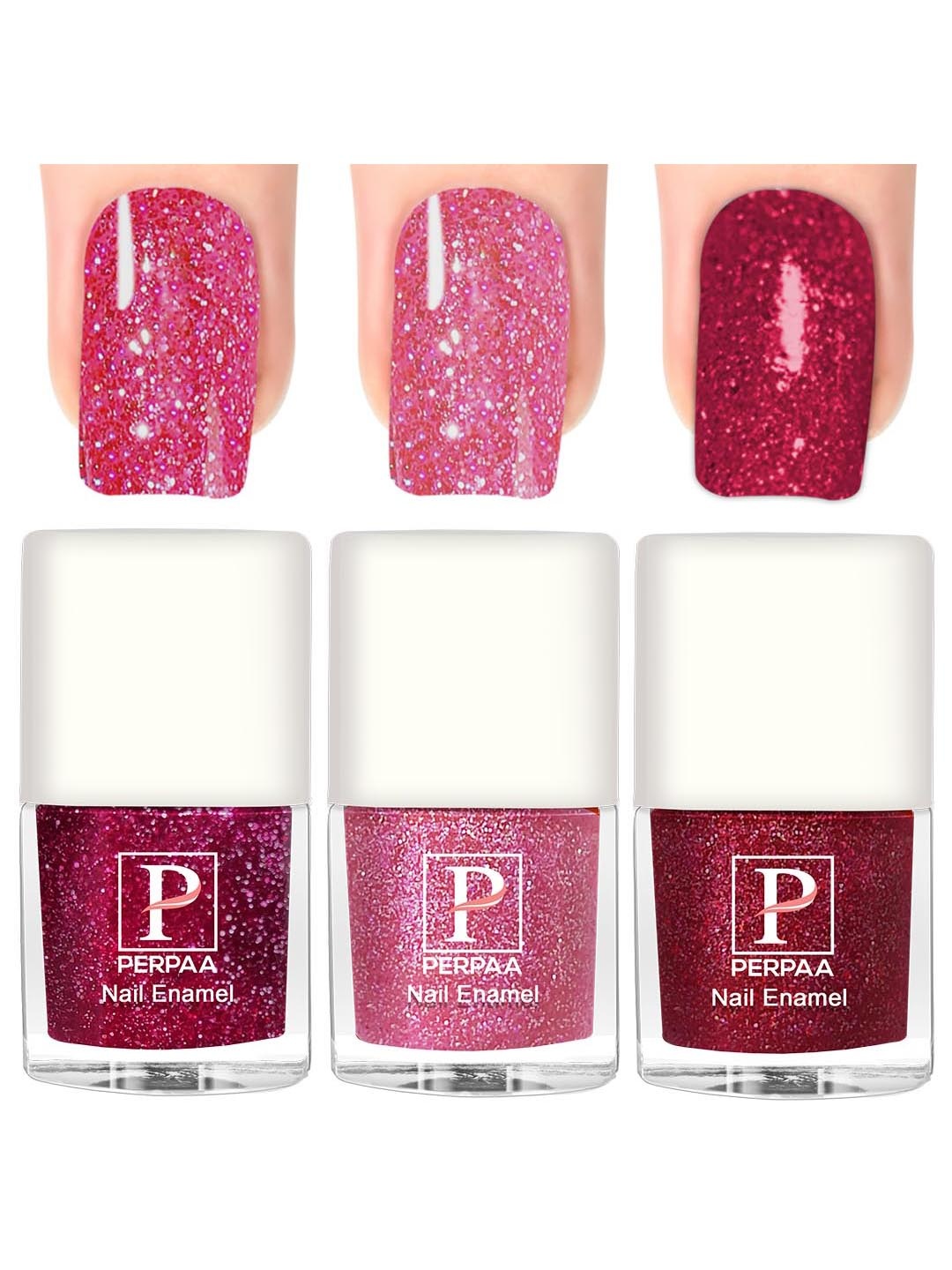 

PERPAA Set Of 3 Glitter Light Flashing Sparkly Gel Nail Polish - 5ml Each, Pink