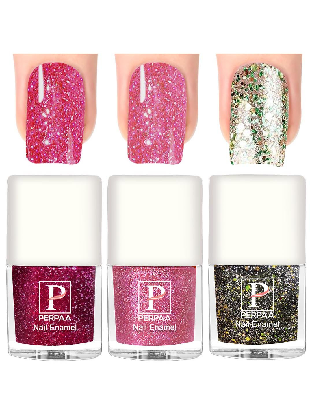 

PERPAA 3Pcs Long Lasting Gel Nail Polish - 5ml Each - Pink, Baby Pink, Green