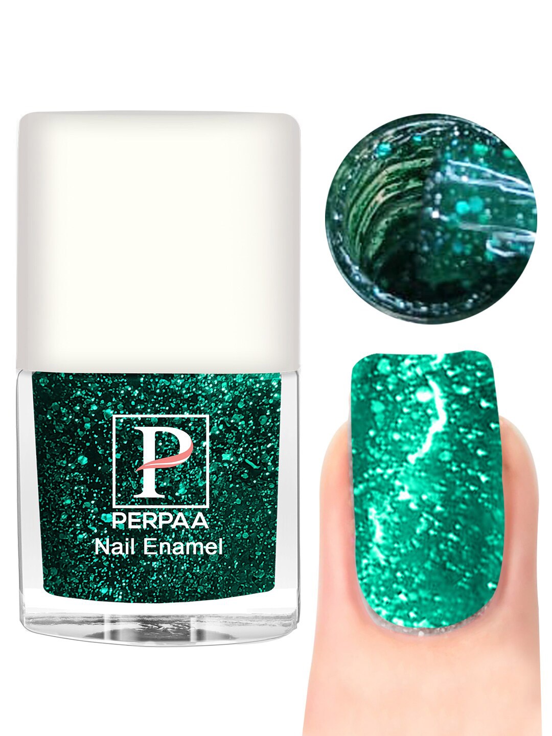 

PERPAA Set Of 3 Glitter Light Reflective Flashing Sparkly Gel Nail Polish - 5ml Each, Green