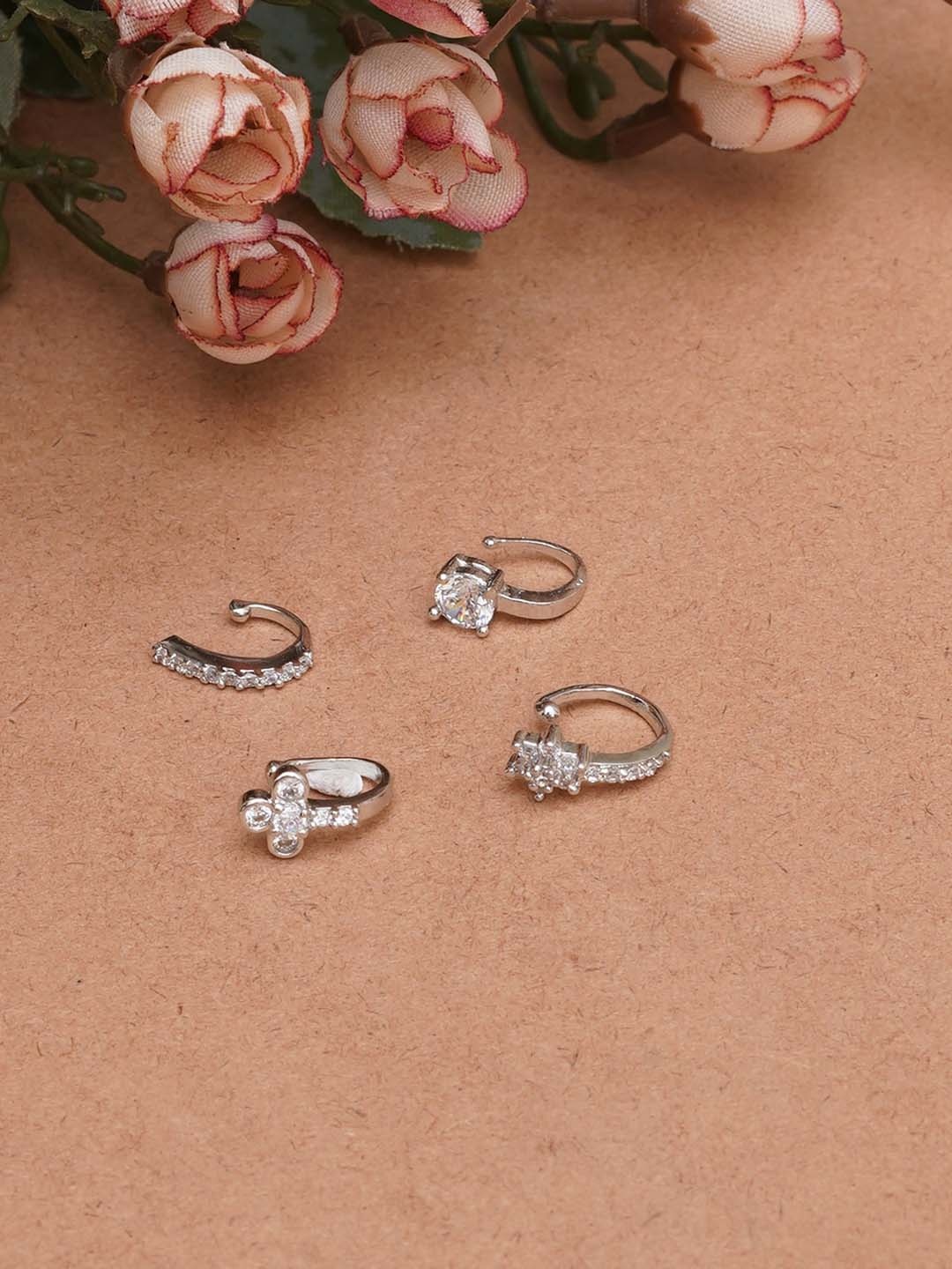 

Mali Fionna Set of 4 Gold Plated Stud Nosepin, Silver
