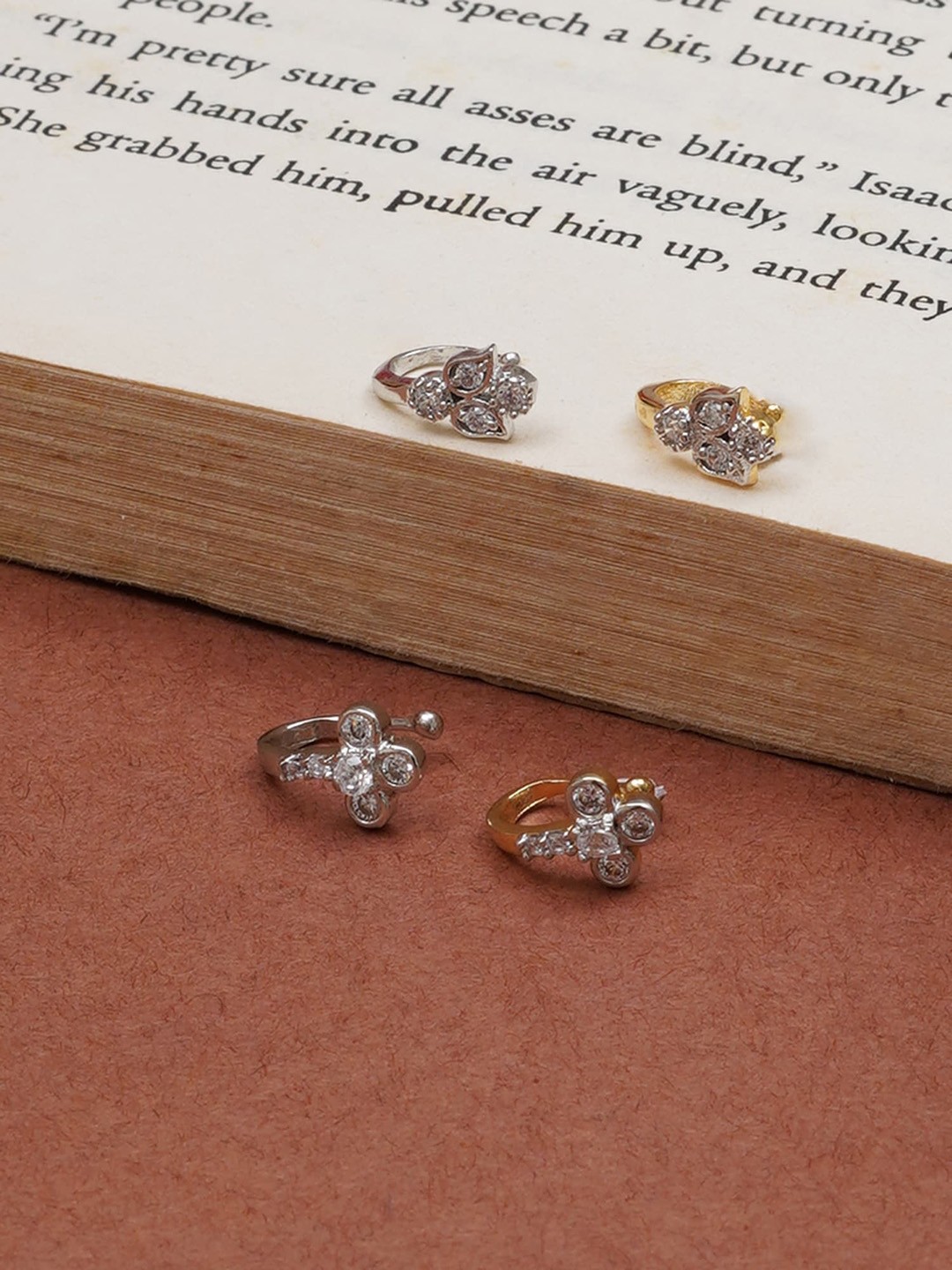 

Mali Fionna Set Of 4 Gold-Plated Stone Studded Nosepins