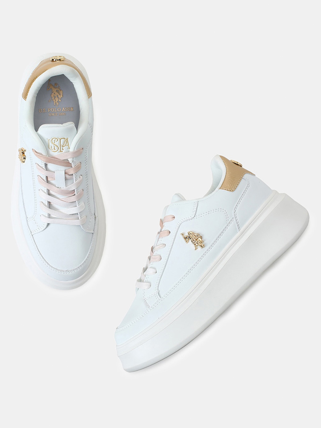 

U.S. Polo Assn. Women ELEANOR Comfort Insole Basics Flatforms, Off white