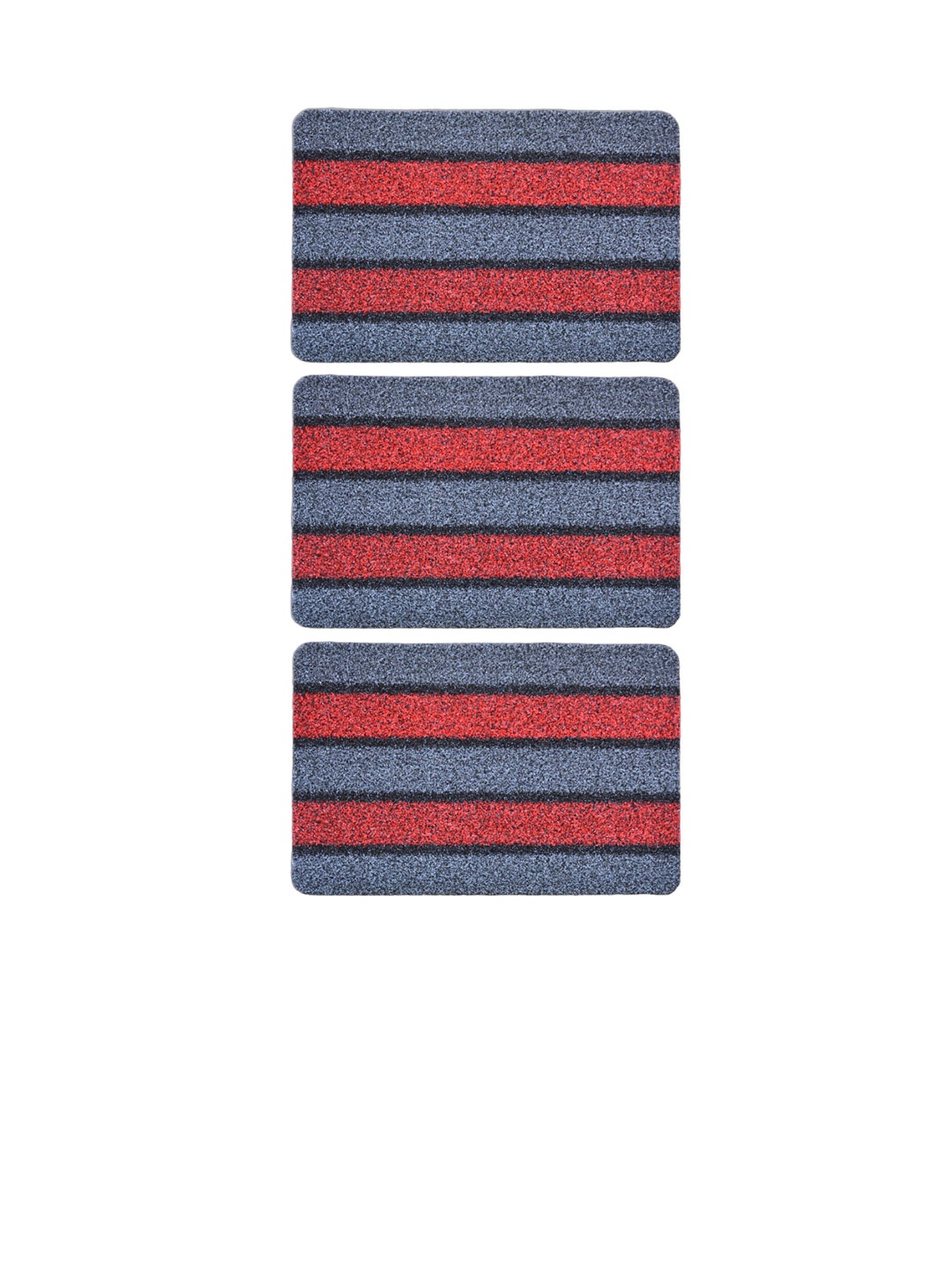 

Athom Living 3 Pcs Grey & Red Striped Anti Slip Doormats