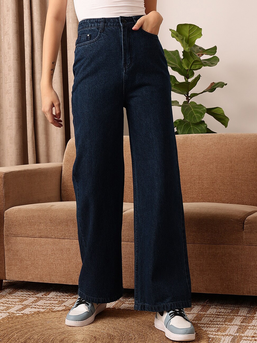 

STREET 9 BASICS Women Comfort Clean Look Straight Fit Stretchable Jeans, Blue