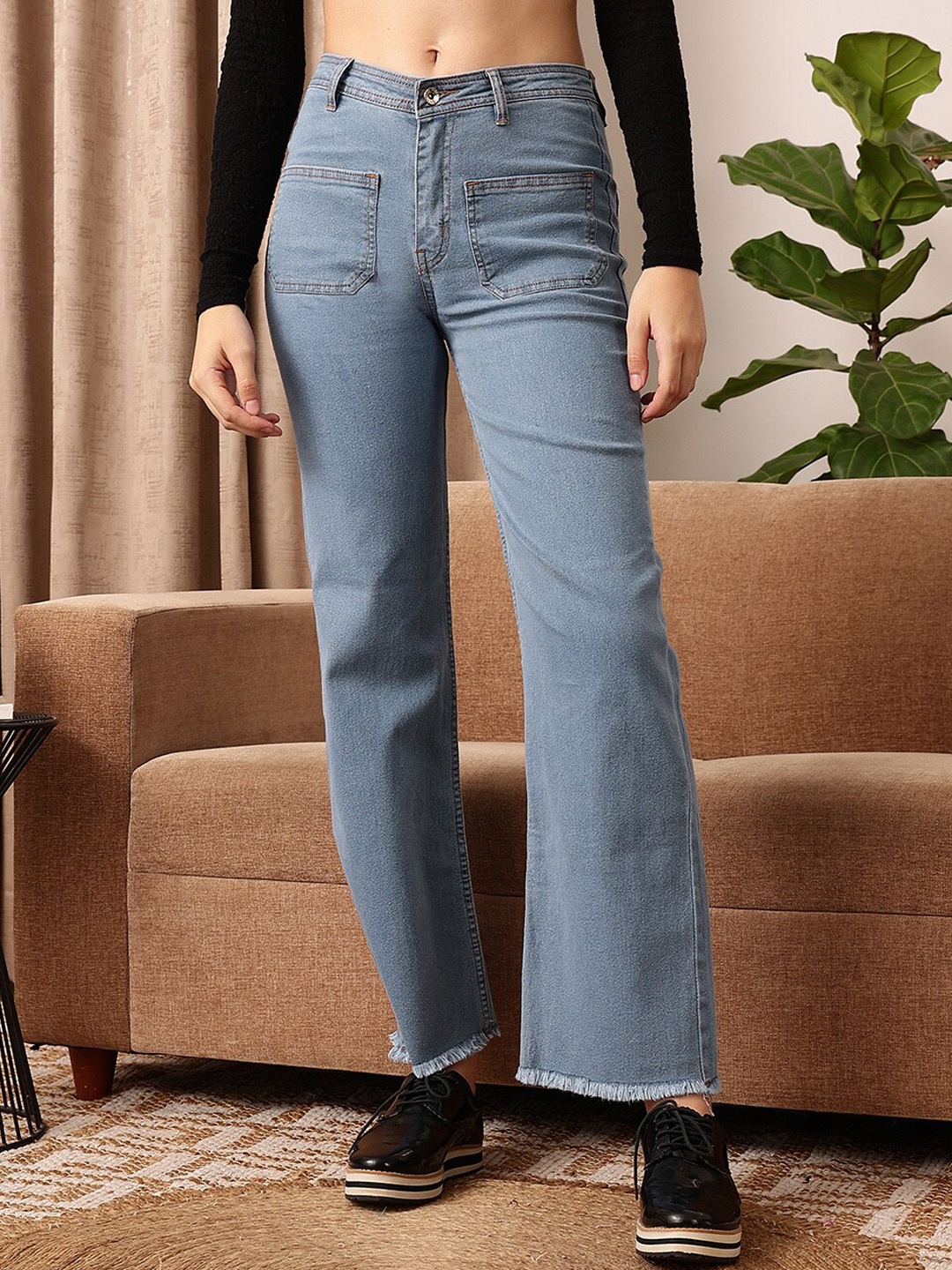 

STREET 9 Women Comfort Wide Leg Clean Look Stretchable Jeans, Blue