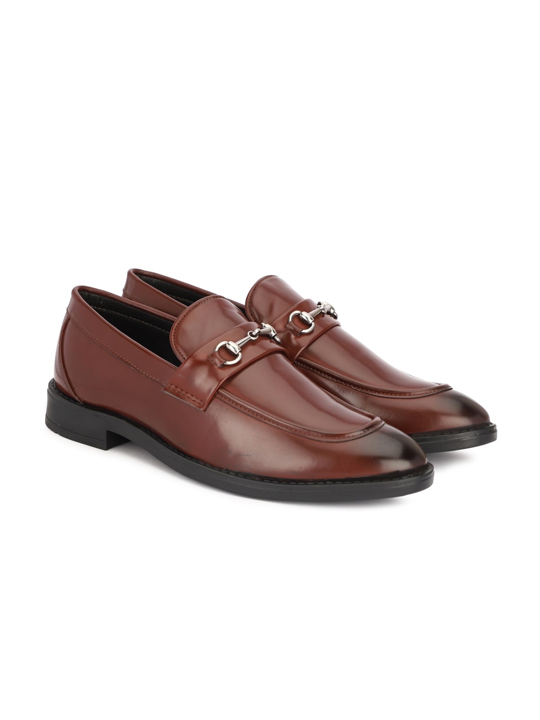 

SHOZANIA Men Leather Formal Horsebit Loafers, Brown