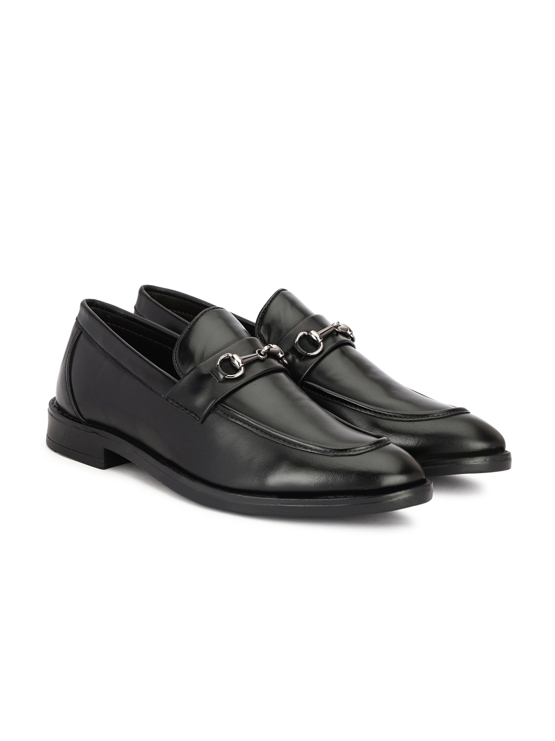 

SHOZANIA Men Leather Formal Horsebit Loafers, Black