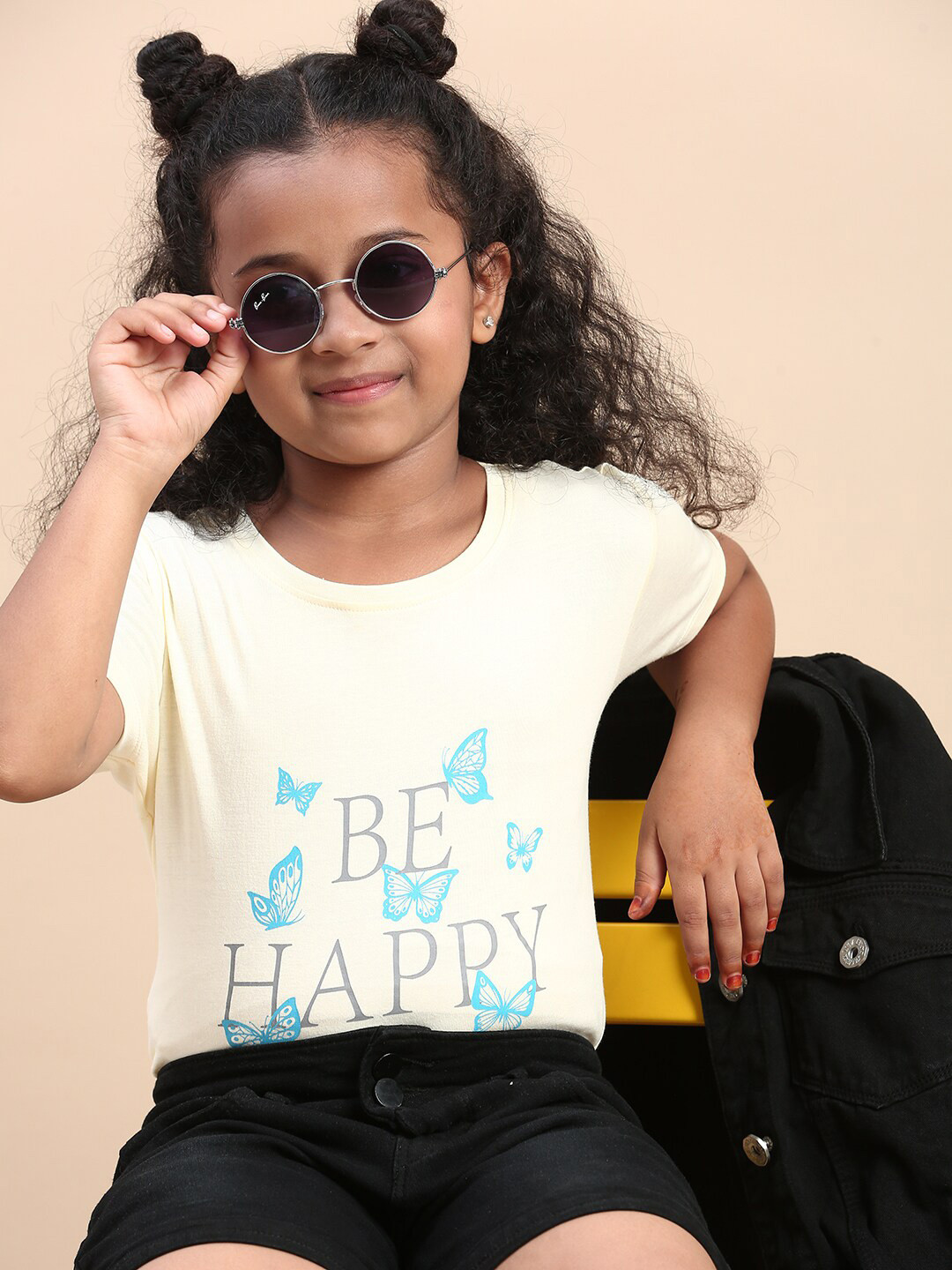 

CODEZ Girls Typography Printed Pure Cotton T-Shirt, Yellow