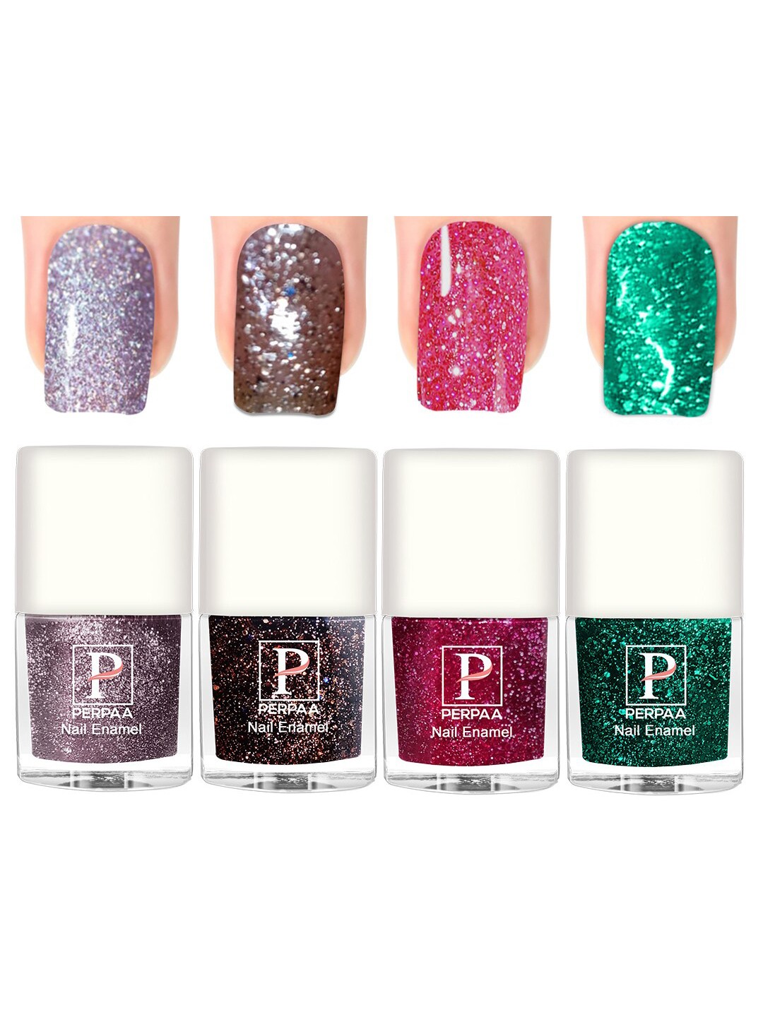 

PERPAA 4Pcs Long Lasting Gel Nail Polish - 5ml Each - Lavender, Brown, Pink, Dark Green