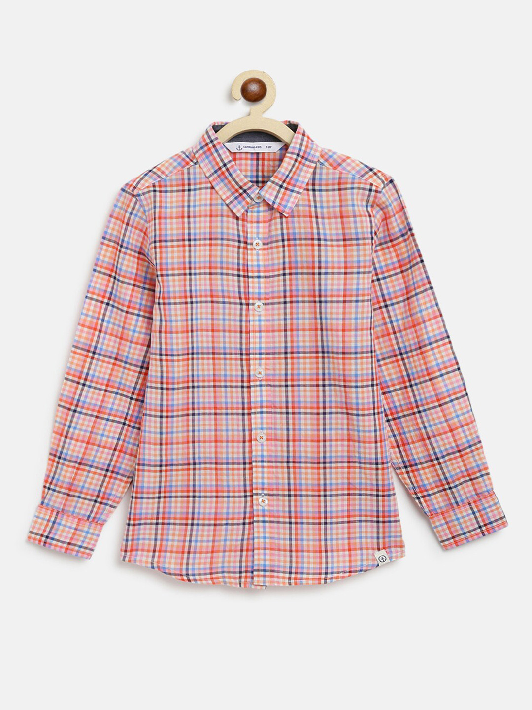 

Campana Boys Checked Cotton Classic Casual Shirt, Red