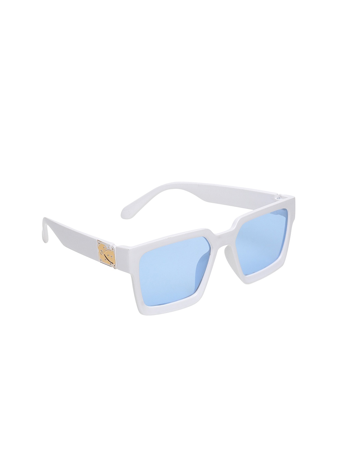 

ALIGATORR Unisex Lens & White Square Sunglasses with UV Protected Lens ALGR_W-BLU_JM, Blue