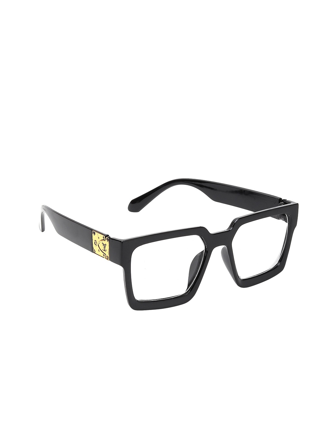 

GARTH Unisex Clear Lens & Black Square Sunglasses with UV Protected Lens, Transparent