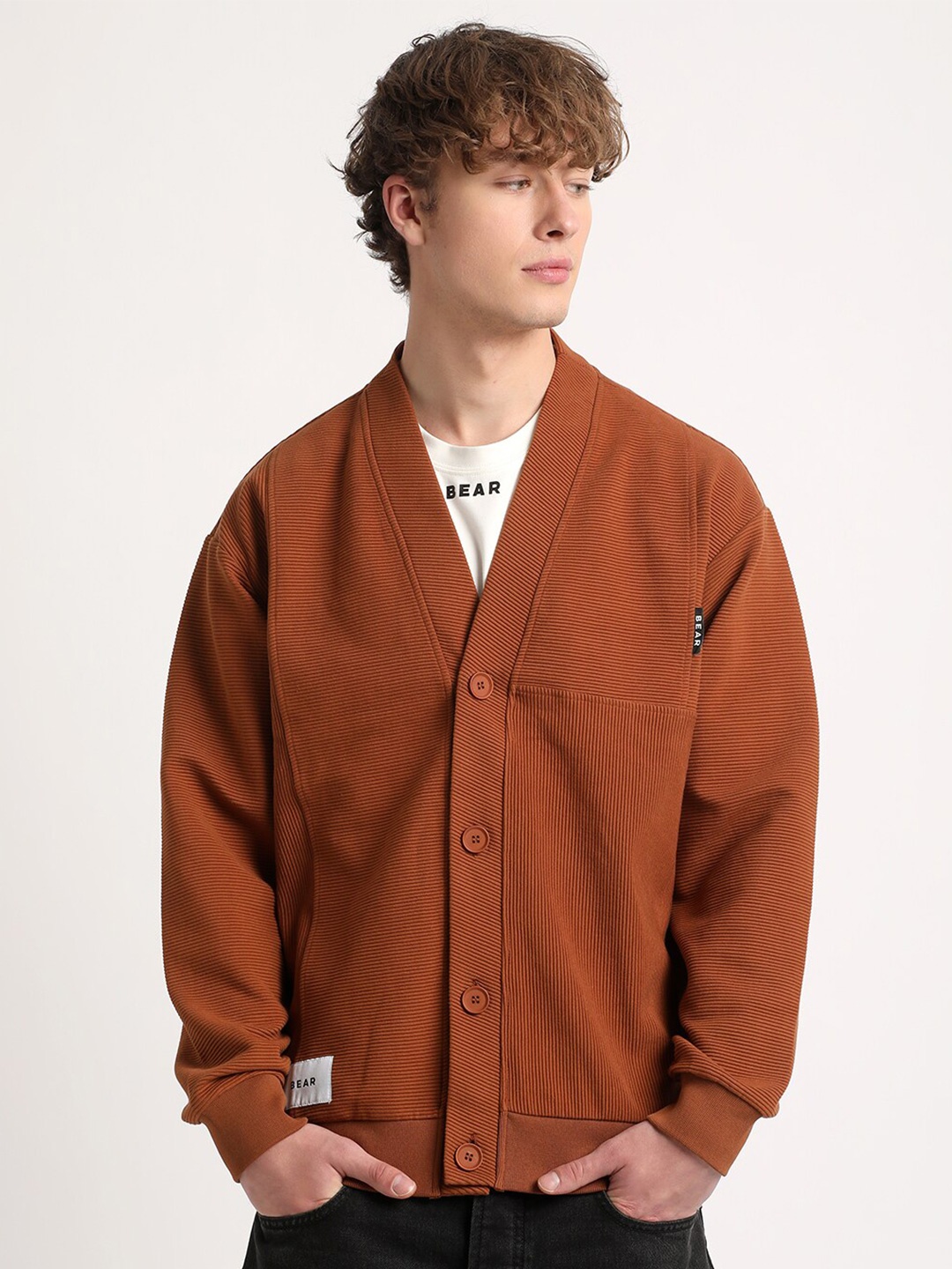 

THE BEAR HOUSE Classic Cotton Casual Shacket, Brown