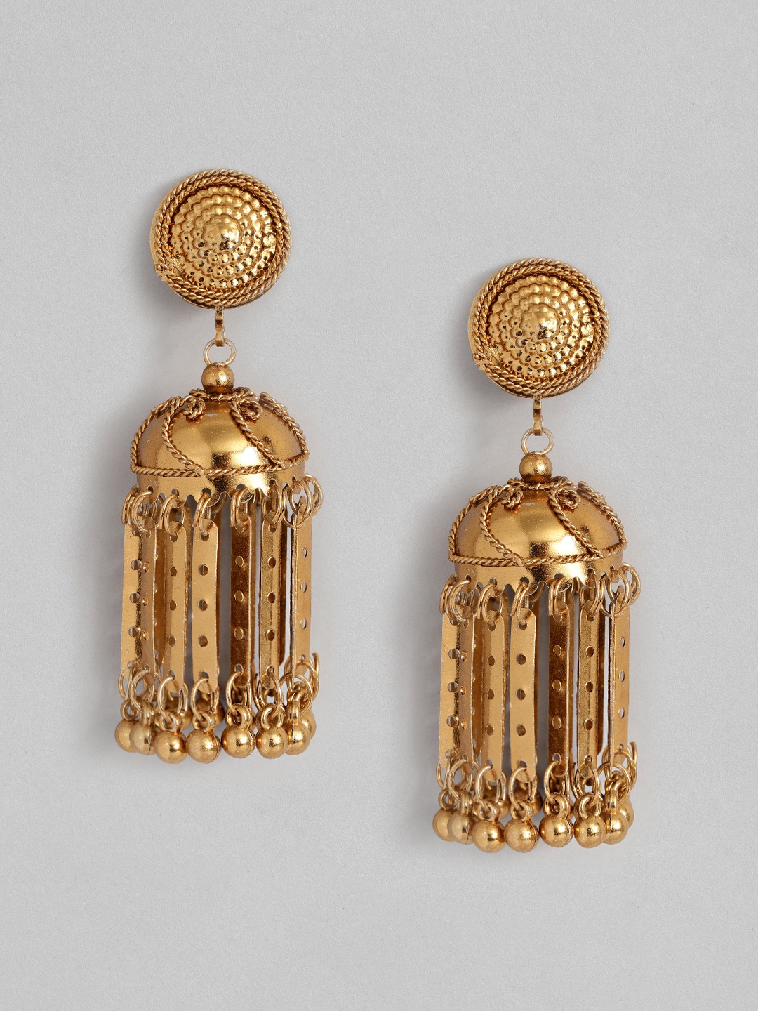 

Anouk Gold-Plated Teardrop Shaped Jhumkas Earrings