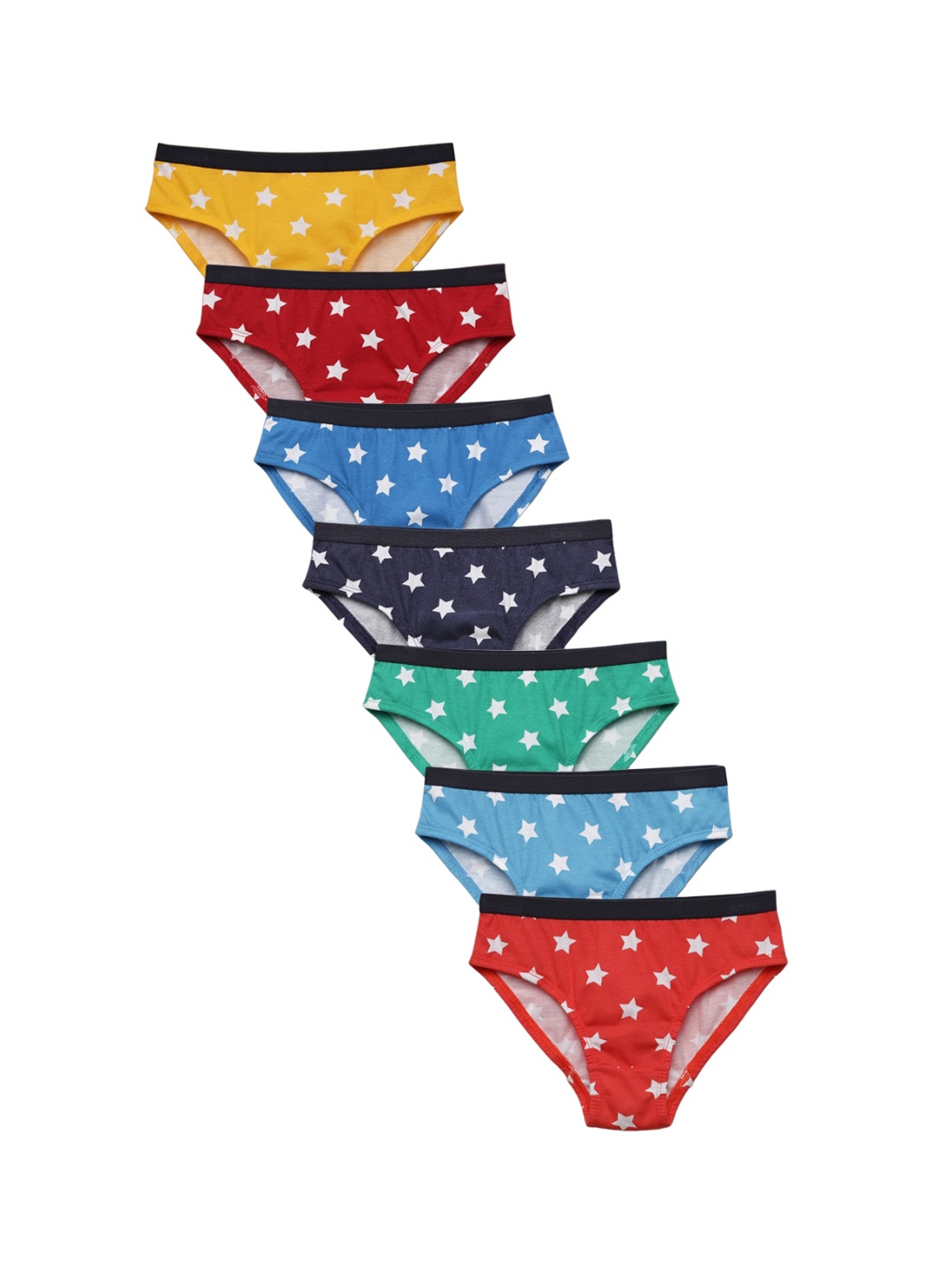 

Charm n Cherish Boys Pack Of 7 Geometric Printed Pure Cotton Basic Briefs, Red