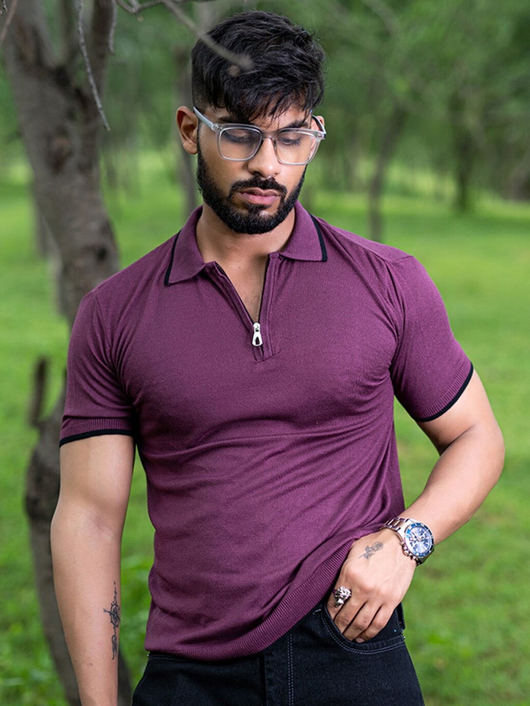 

Tistabene Polo Collar Cotton Relaxed Fit T-shirt, Burgundy