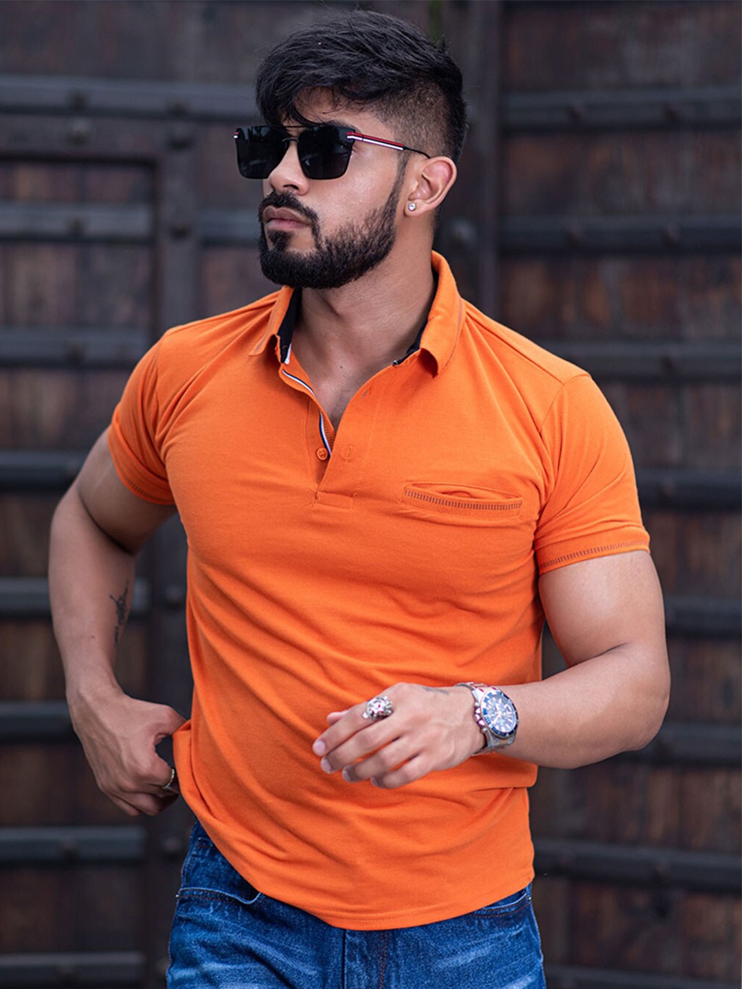 

Tistabene Polo Collar Cotton T-shirt, Orange