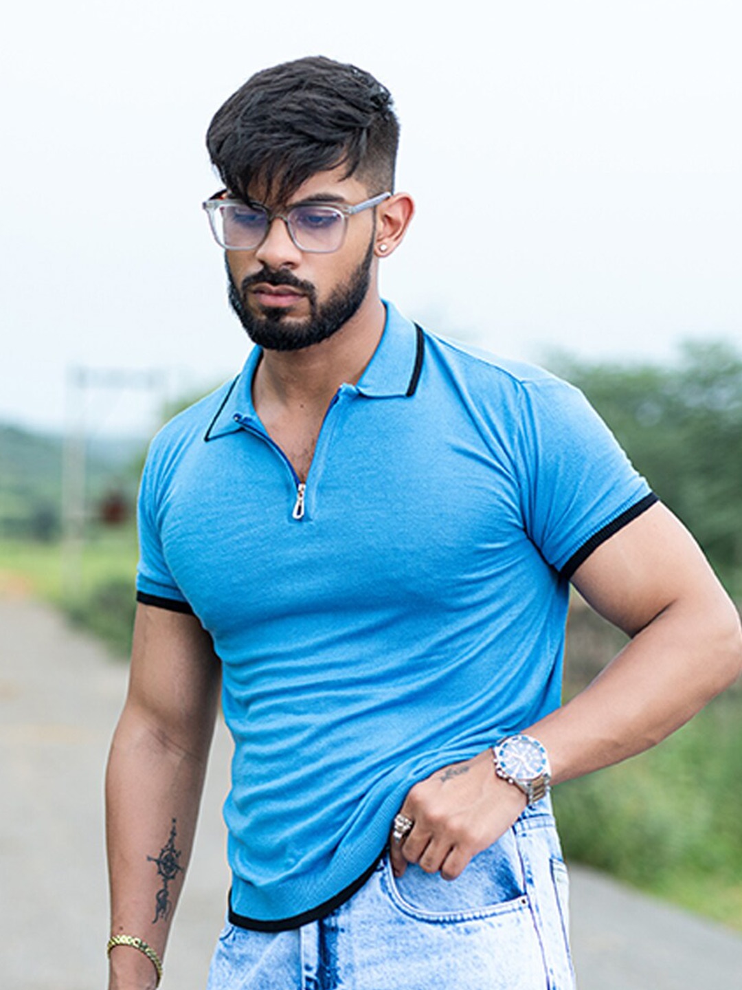 

Tistabene Polo Collar Cotton T-shirt, Blue