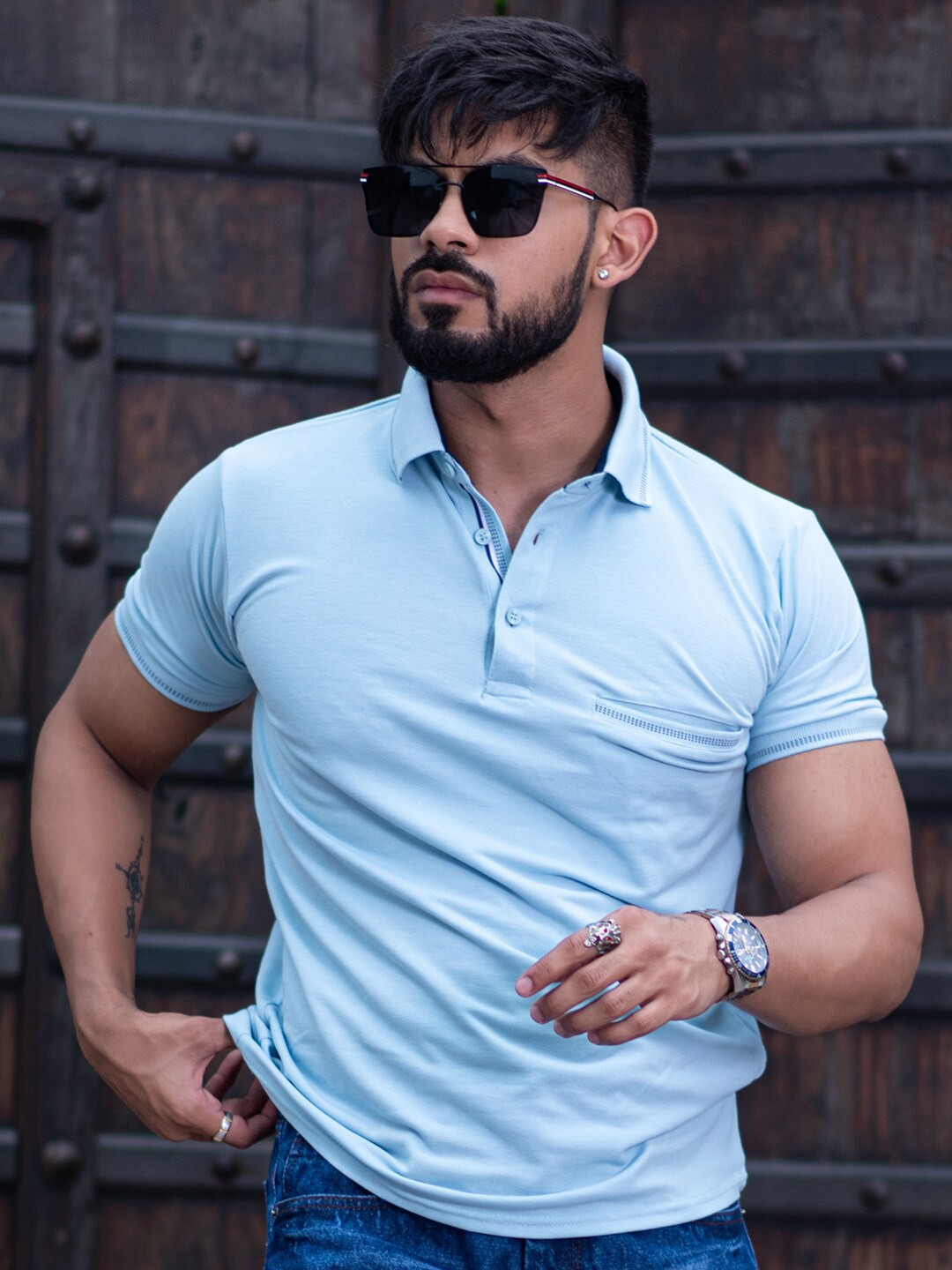 

Tistabene Polo Collar Cotton T-Shirt, Blue