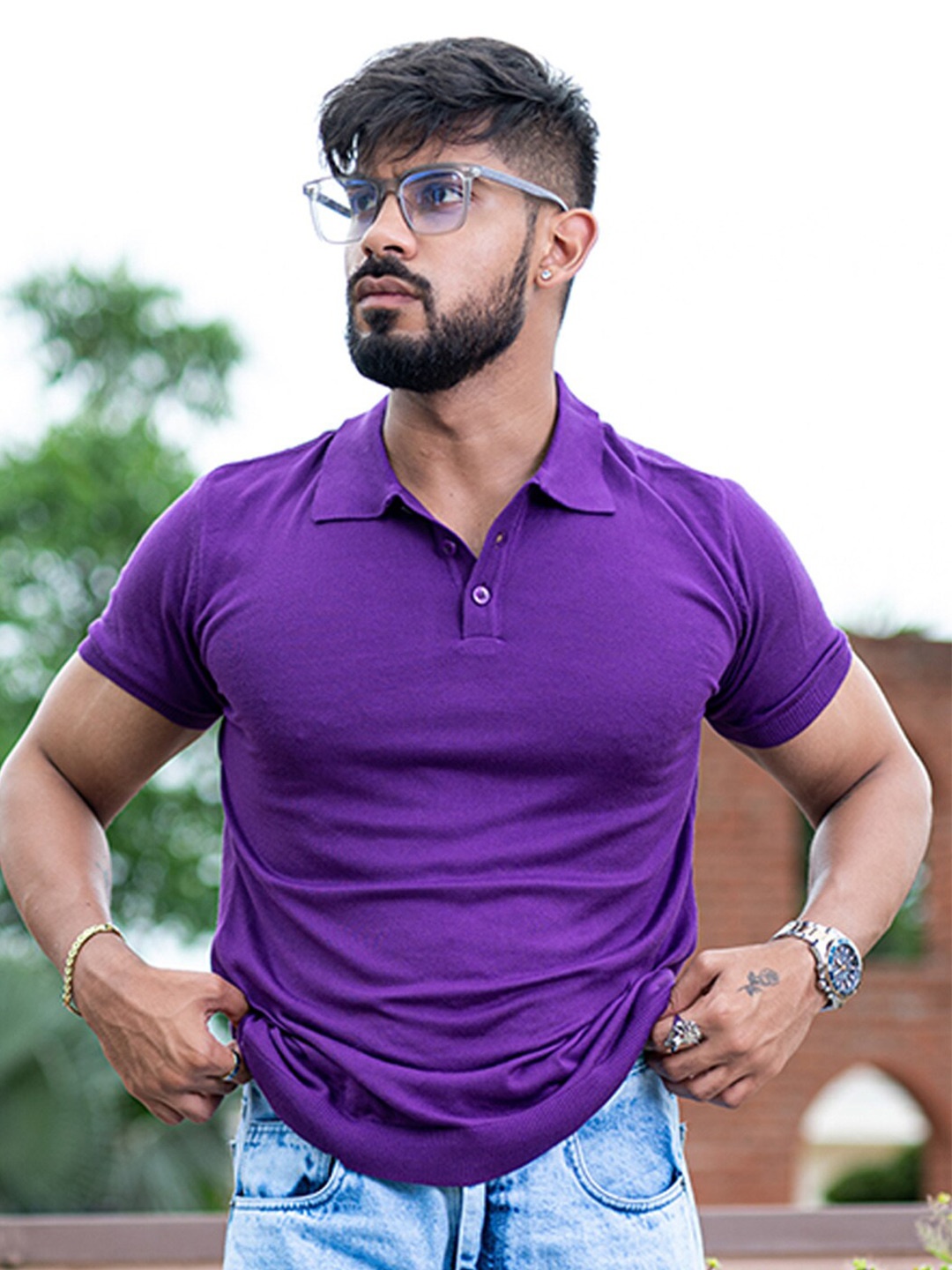 

Tistabene Polo Collar Cotton T-shirt, Violet