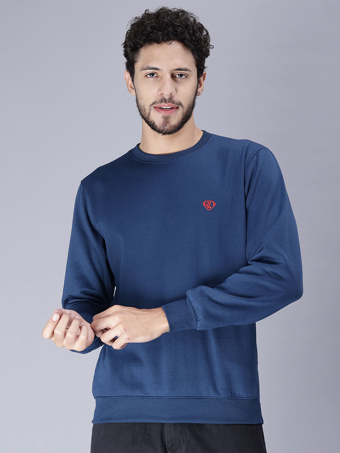

WE PERFECT Pullover Fleece Sweatshirt, Blue