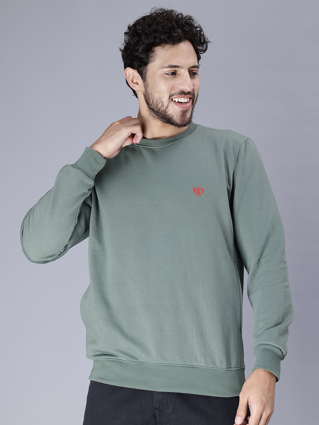 

WE PERFECT Pullover Fleece Sweatshirt, Green