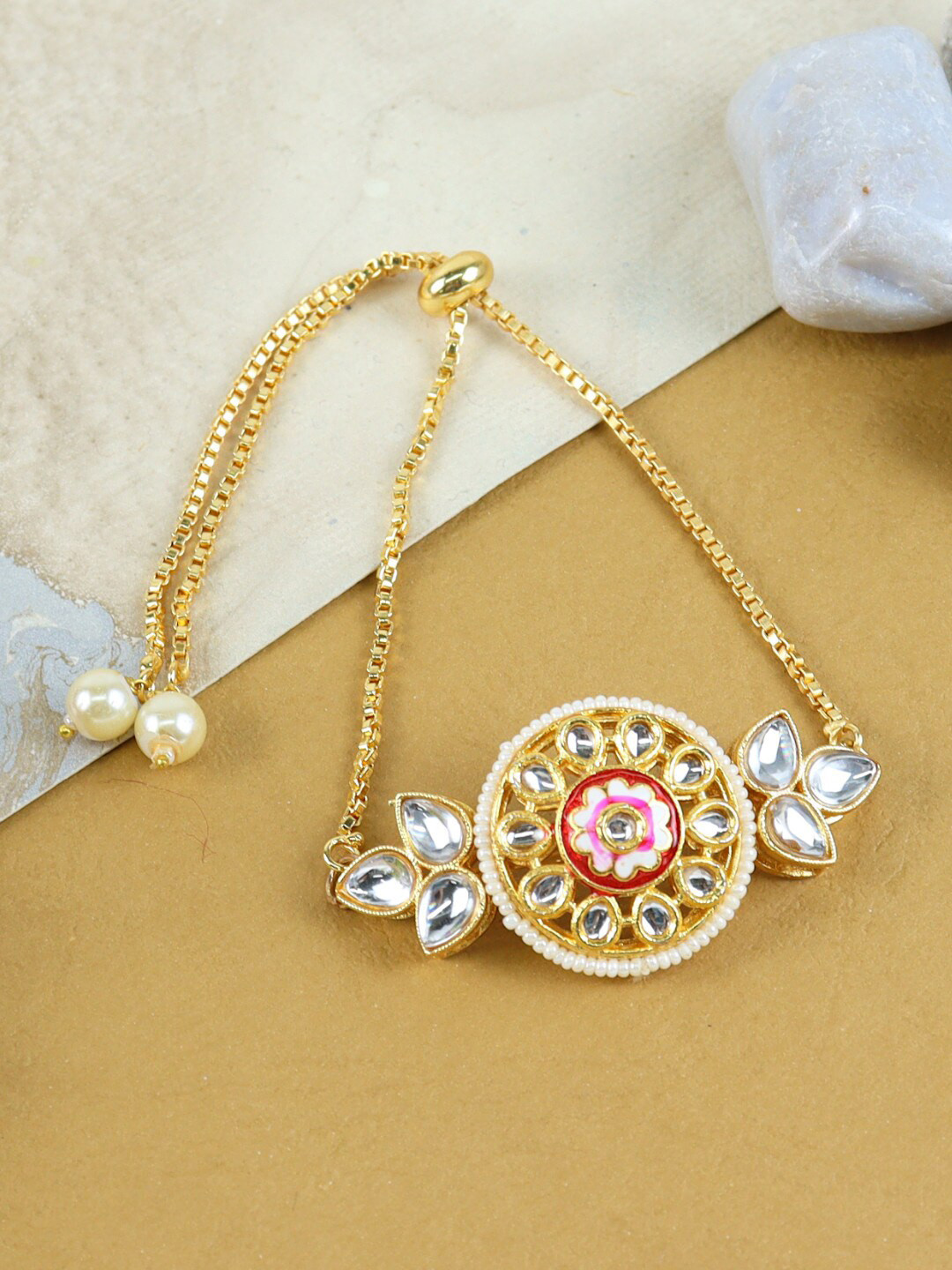 

Asthetika Kids Girls Gold-Plated Kundan-Studded Tasselled Armlet Bracelet