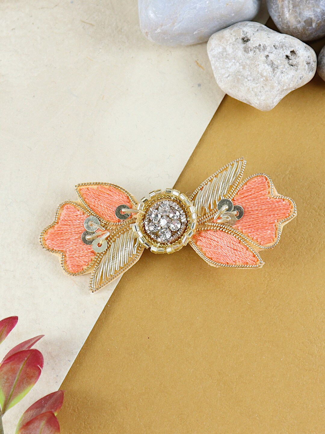 

Asthetika Kids Girls Floral Embellished Alligator Hair Clip, Gold