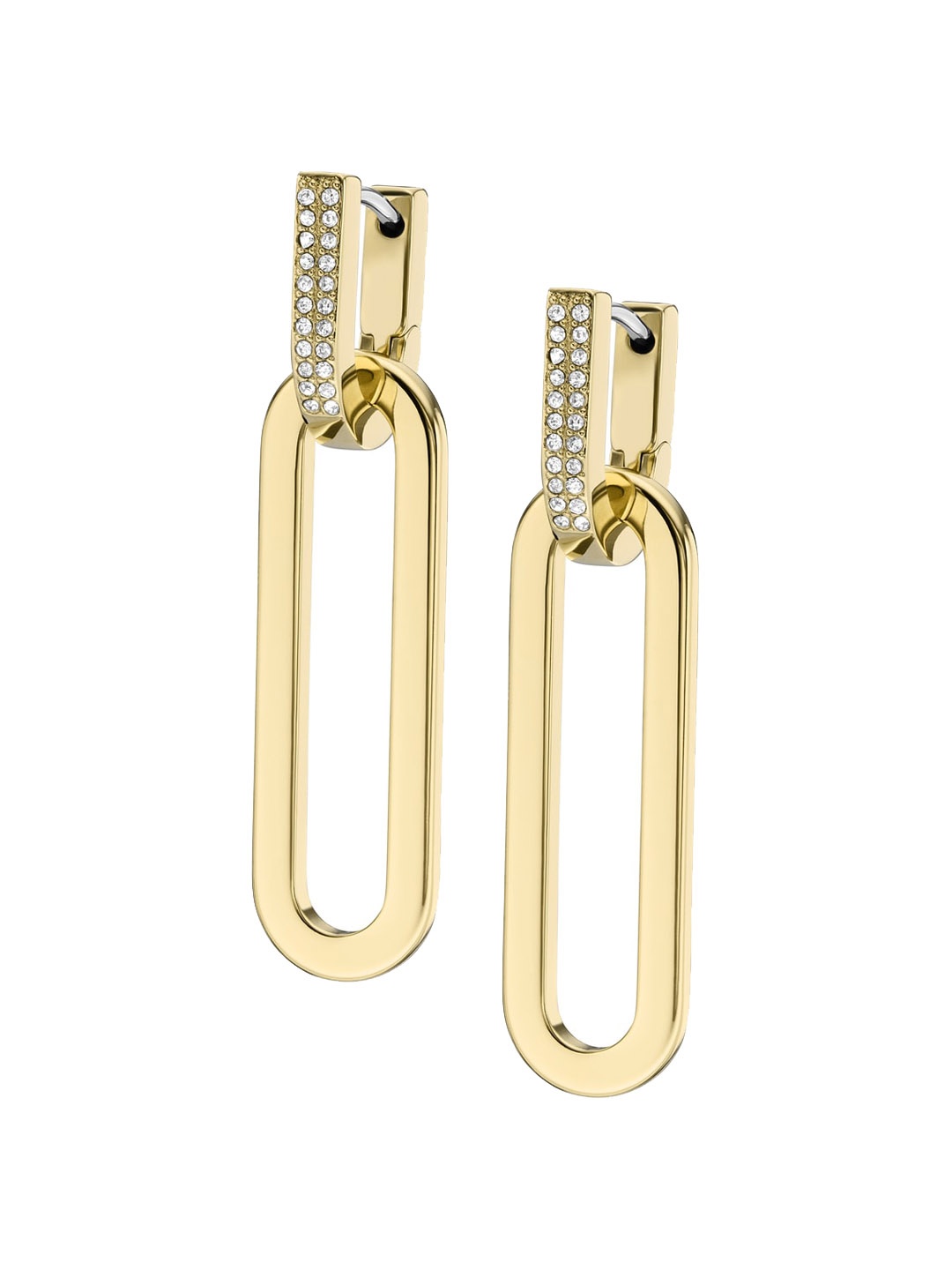 

Fossil Stone-Studded Contemporary Drop Earrings, Gold