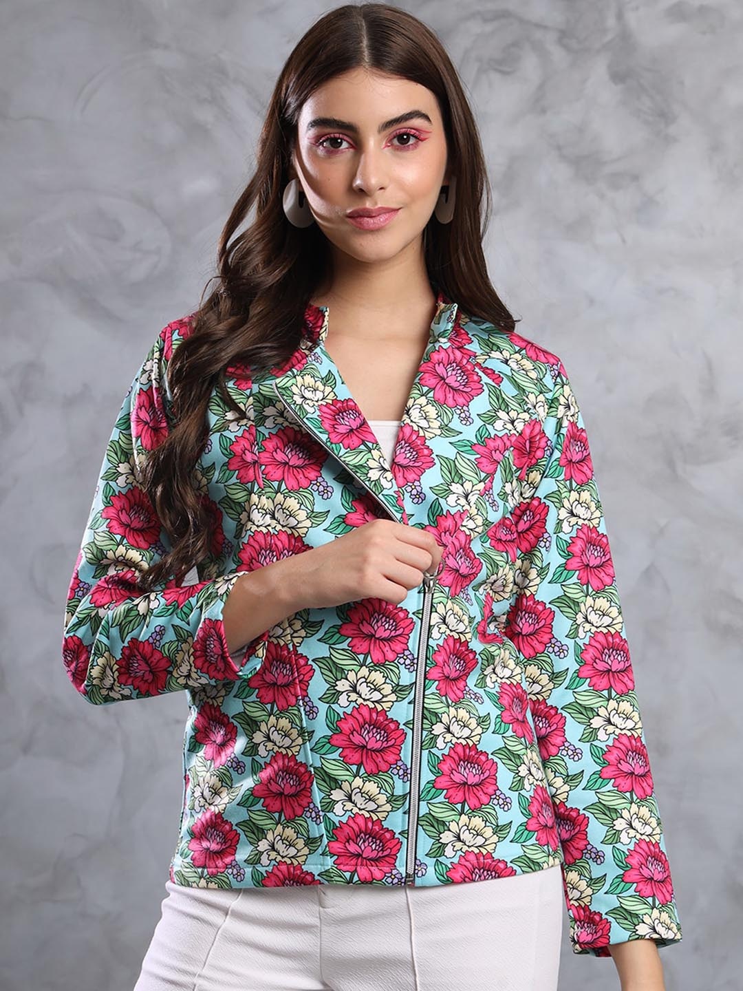 

MAZIE Floral Printed Lightweight Tailored Jacket, Blue