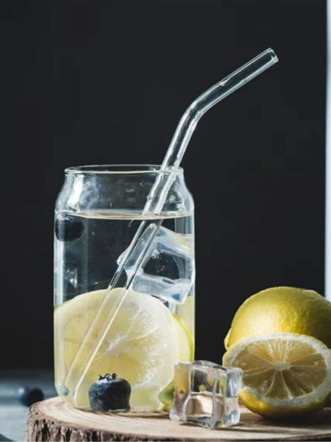 

Gathari Transparent 2 Pieces Glass Glossy Coffee Can With Glass Straw - 400 ML Each