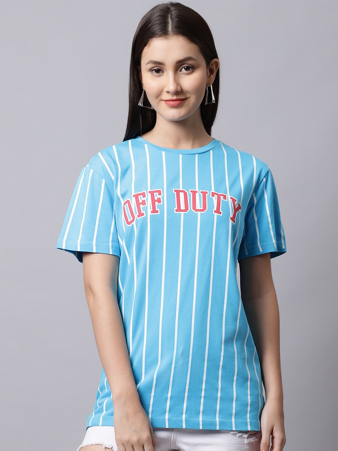 

DressBerry Typography Printed Round Neck Cotton Regular T-shirt, Blue