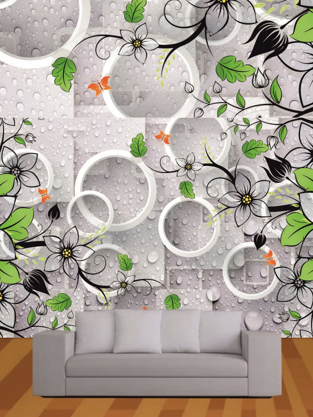

KSHIRSA Off White & Green Printed Self Adhesive Wallpaper