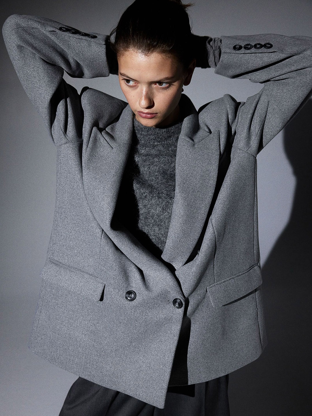 

H&M Double-Breasted Blazer, Grey