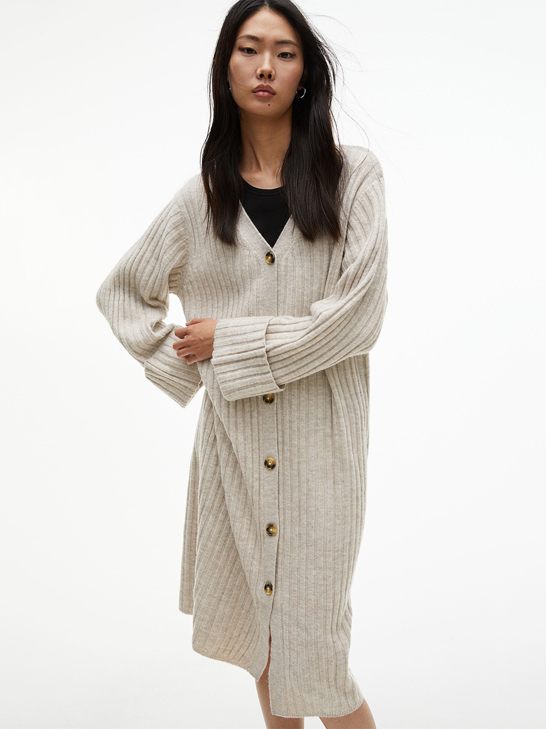 

H&M Oversized Cardigan Dress, Beige