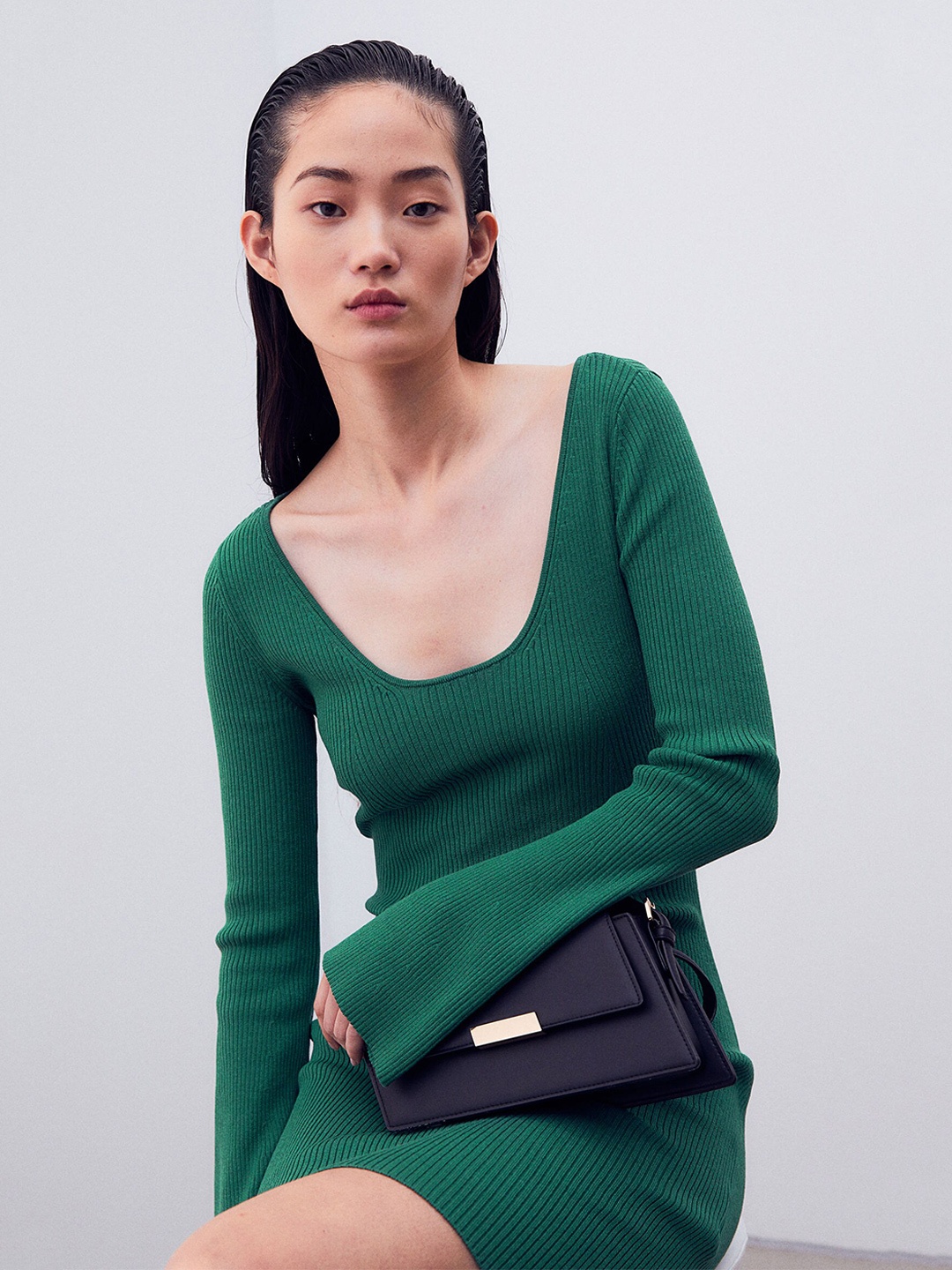 

H&M Rib-Knit Dress, Green